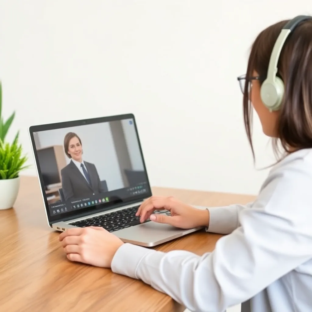 Professional die deelneemt aan een online proefles op laptop