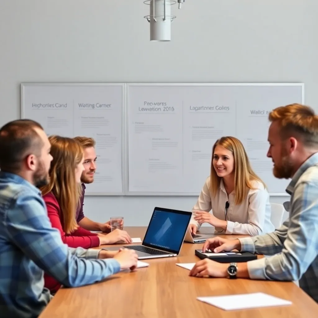 Team dat samenwerkt aan een agile projectbord